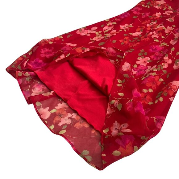 Vintage B.Moss Floral Shift Dress Red Size 4 Fairy 90s Y2K Romantic Feminine - Picture 6 of 9